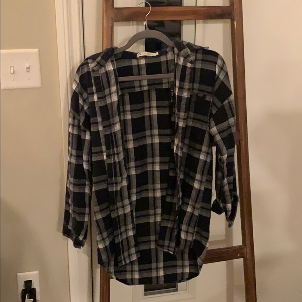 dark blue oversized flannel